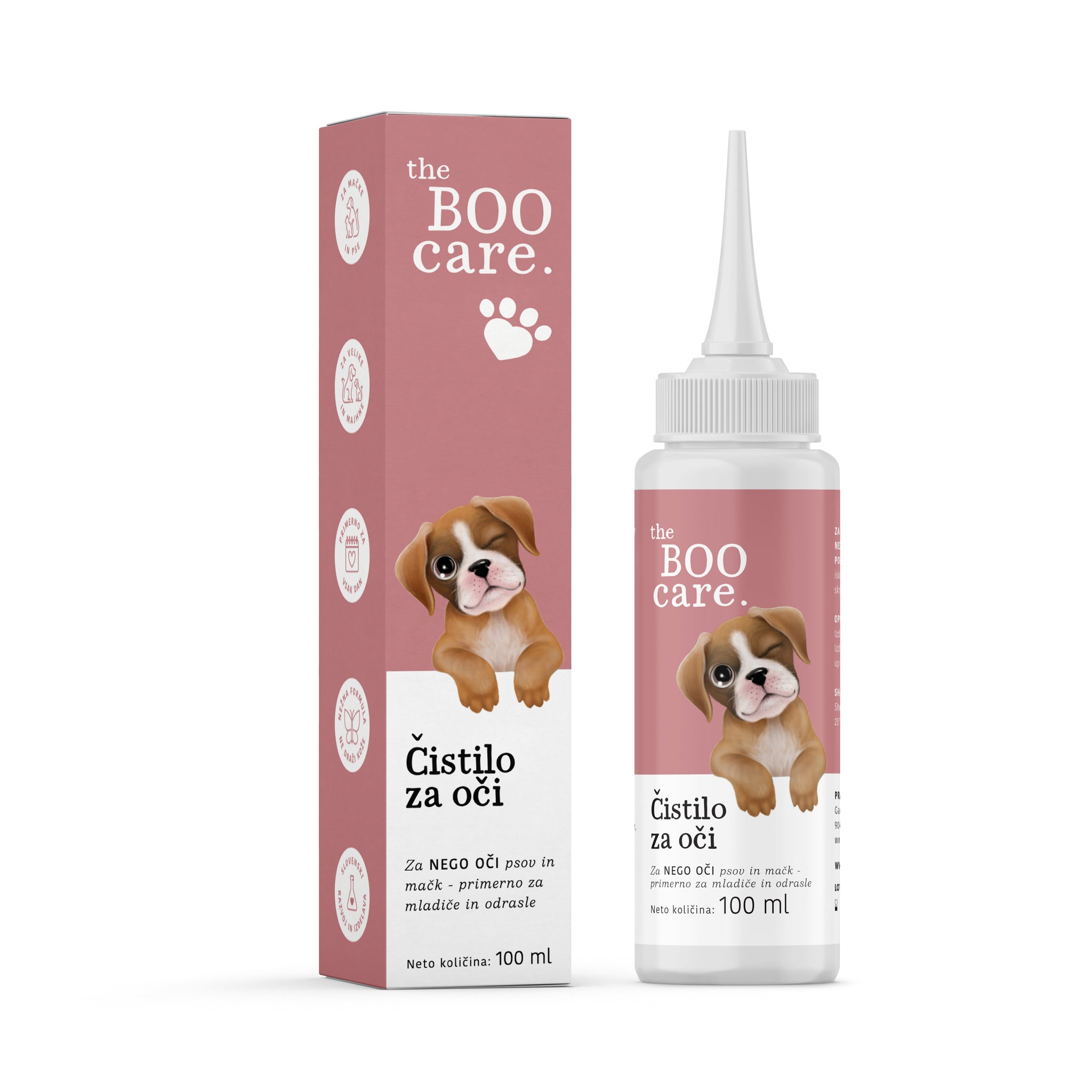 Naravna tekočina za nežno čiščenje oči psov in mačk